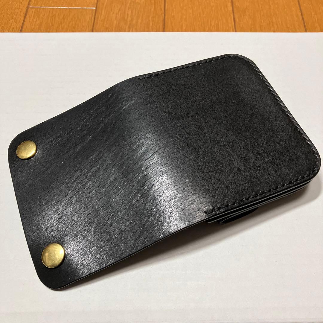 [ハンドメイド]ミニトラッカーウォレット栃木サドルオイルレザー小銭入れホック付き