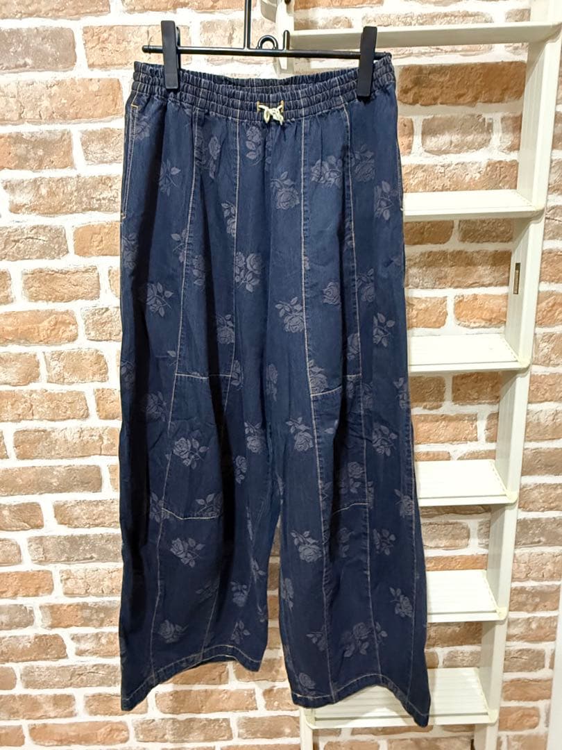 Needles ネイビー 花柄 ヒザデルパンツ