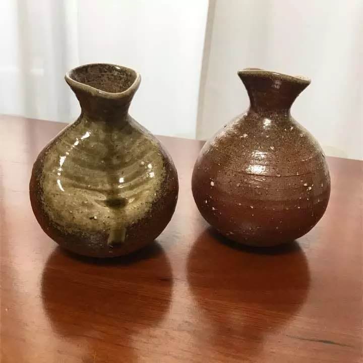 信楽焼 四代 高橋楽斎 徳利 ２本 ぐい呑 ５口