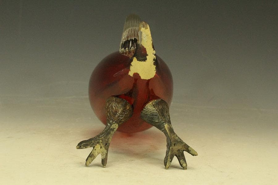 16世紀 フランス 赤ガラス 鷲 酒瓶高23.5cmアンティーク (RC975)