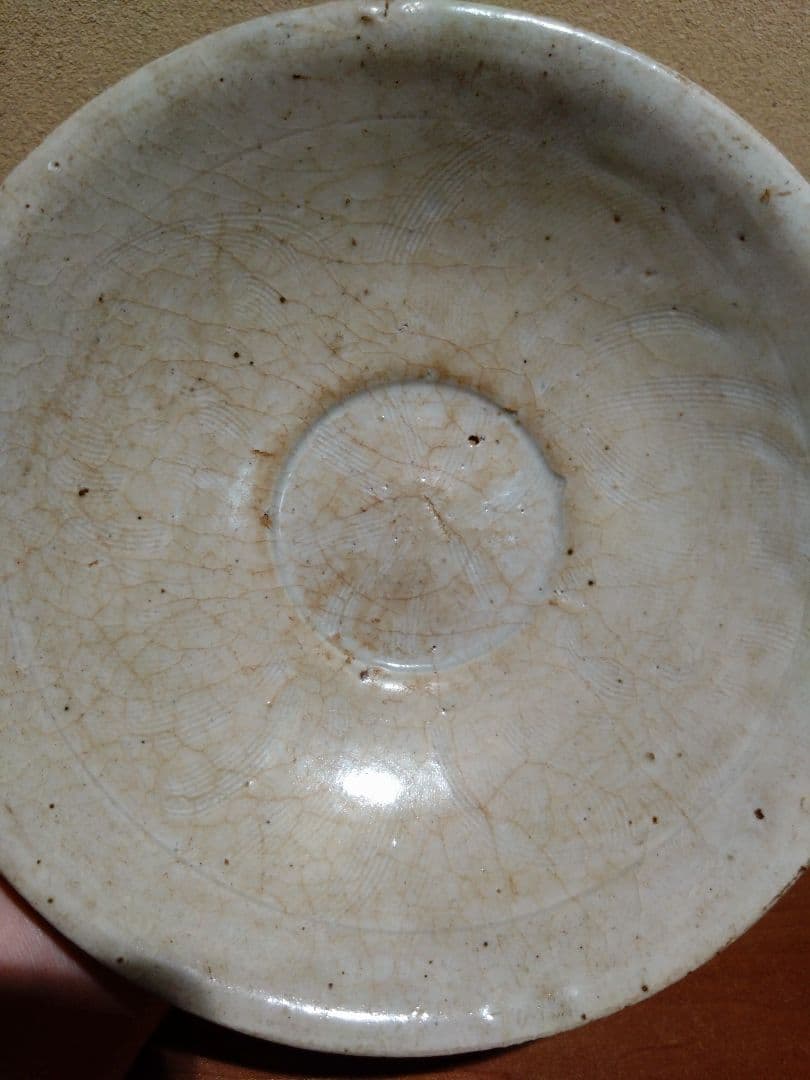 珠光青磁 平茶碗 米色青磁