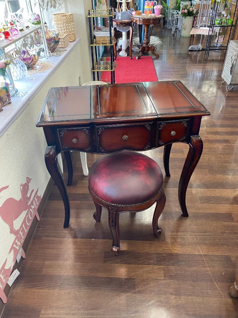 ミラーを閉じるとデスクになる 高級 ドレッサーデスク スリムドレッサー デスク