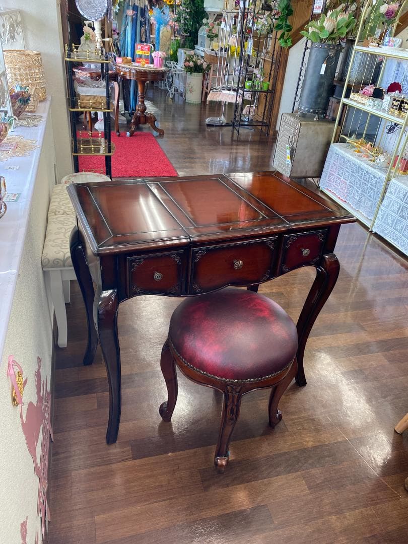 ミラーを閉じるとデスクになる 高級 ドレッサーデスク スリムドレッサー デスク