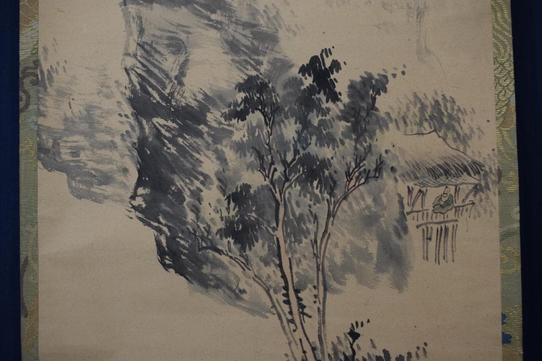 【真作】春木南湖/山水人物図/山水幽居図/掛軸☆宝船☆Y-590　JM