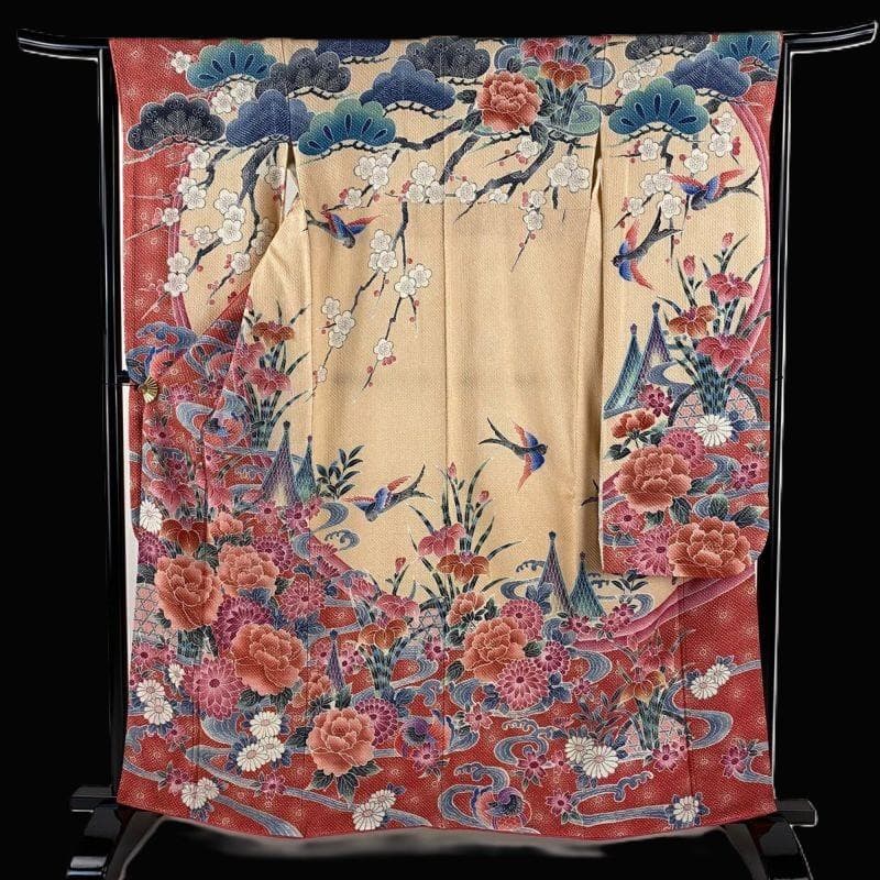 藤娘きぬたや ピンク系 牡丹松鶴 総絞り振袖