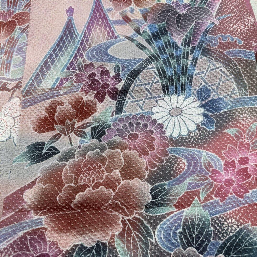 藤娘きぬたや ピンク系 牡丹松鶴 総絞り振袖