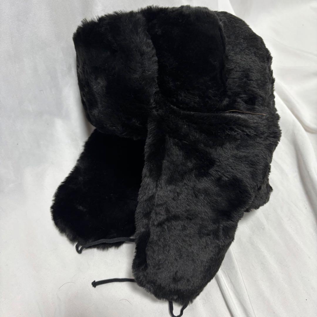 ソ連軍　ロシア軍　ウシャンカ　帽章付き　フライトキャップ　防寒帽　フェイクファー