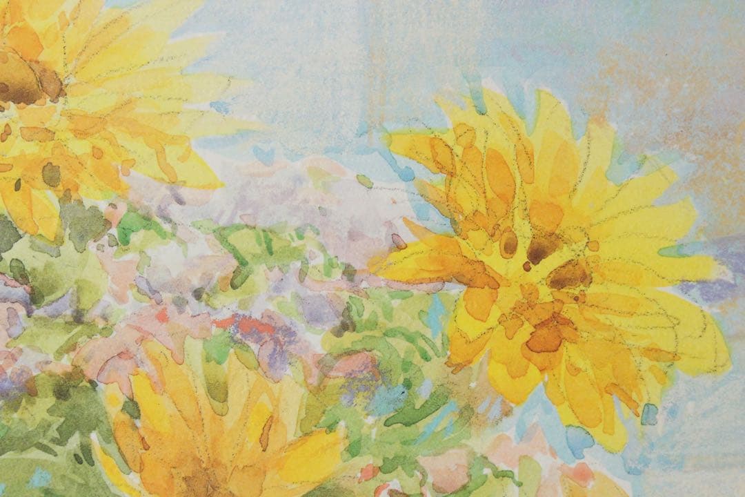No4713額装　印刷　F.NERi 水彩画　花　花瓶　静物画　絵画　送料無料