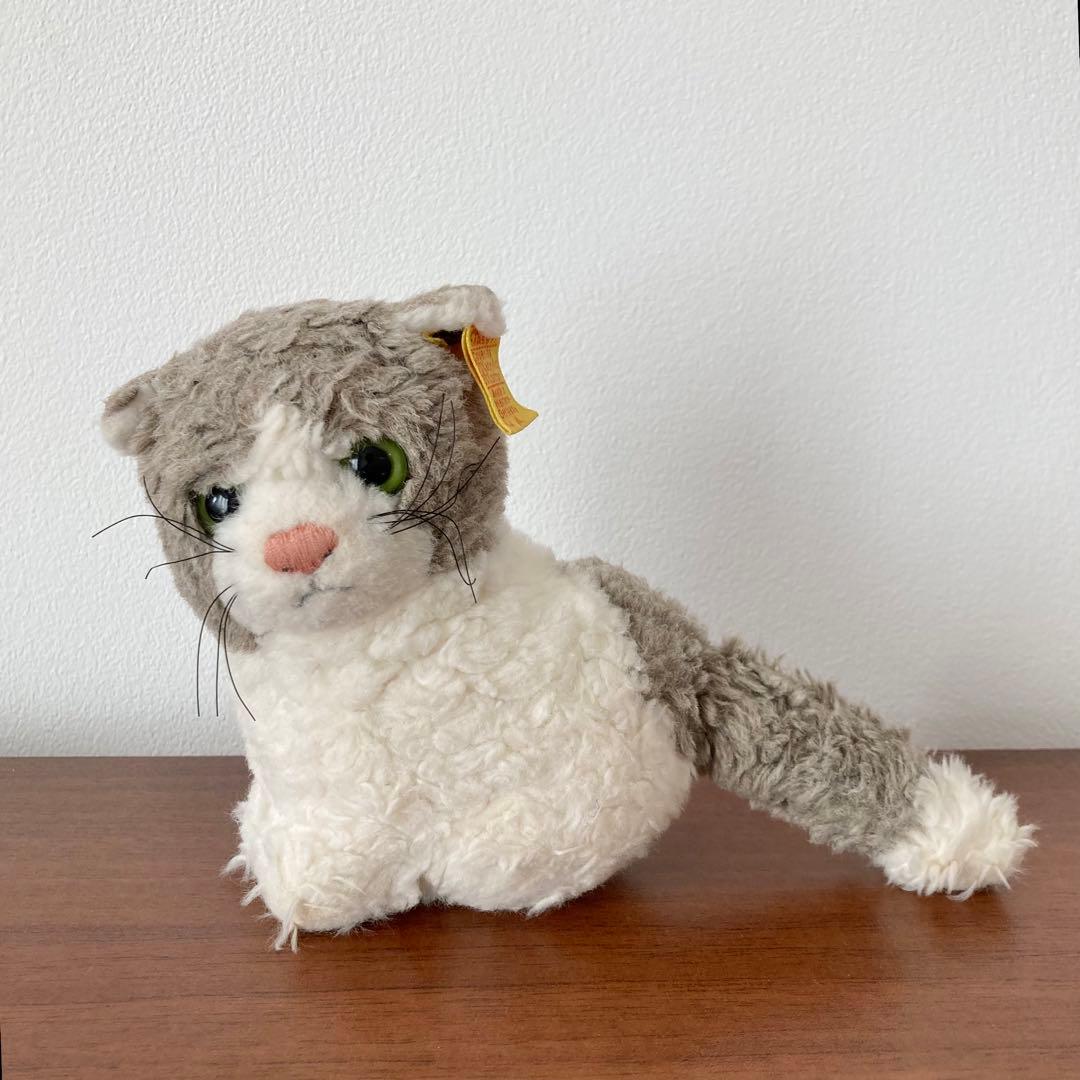 オールドシュタイフ　ハチワレ猫　シュタイフ　ぬいぐるみ　ドイツ　ヴィンテージ