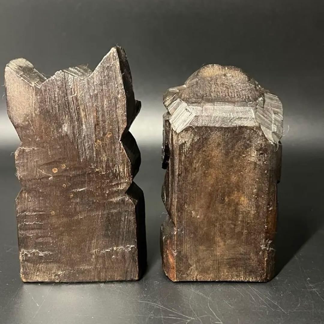 時代物 木彫 恵比寿大黒 一対｜縁起物 商売繁盛 福神 置物◎古道具庵々