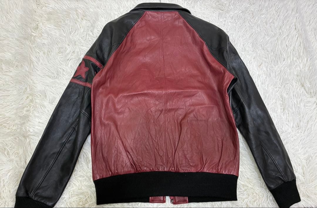 【Schott】羊革 シングル ライダース 裏地総柄 バイカラー sizeM