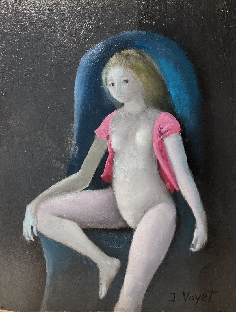 ジャック ボワイエ「少女」額装●油彩 サイン ギャラリーシール フランス画家●