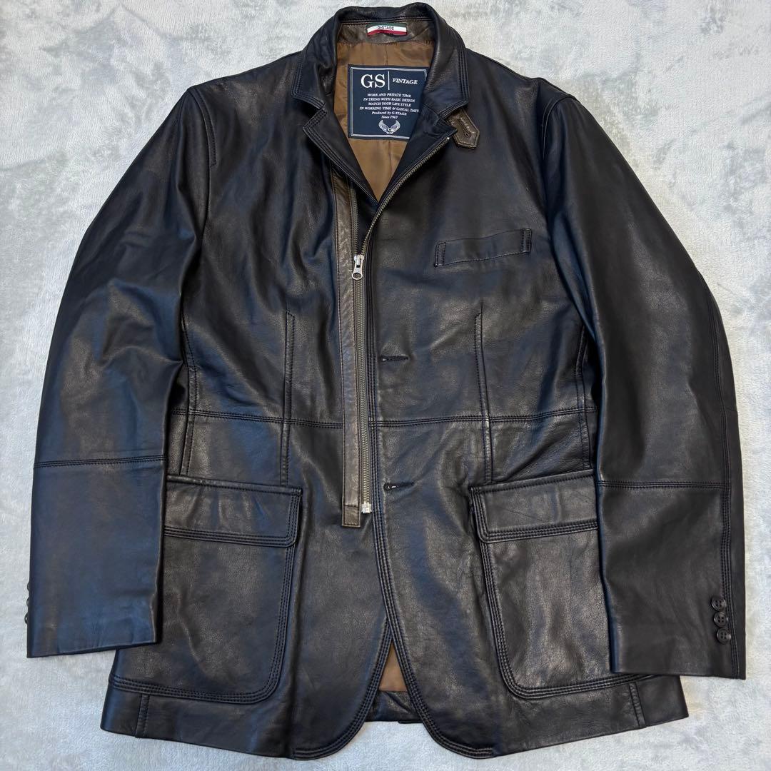 美品 2way✨ G-stage ラムレザー　テーラードジャケット　ブラック　L