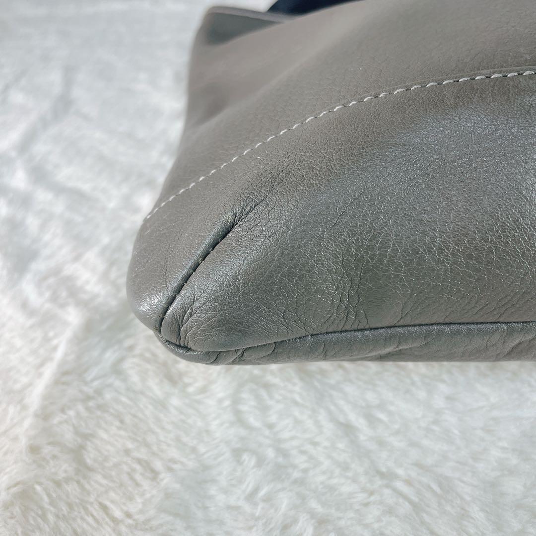 【美品】 PORTER ポーター ショルダーバッグ レザー グレー