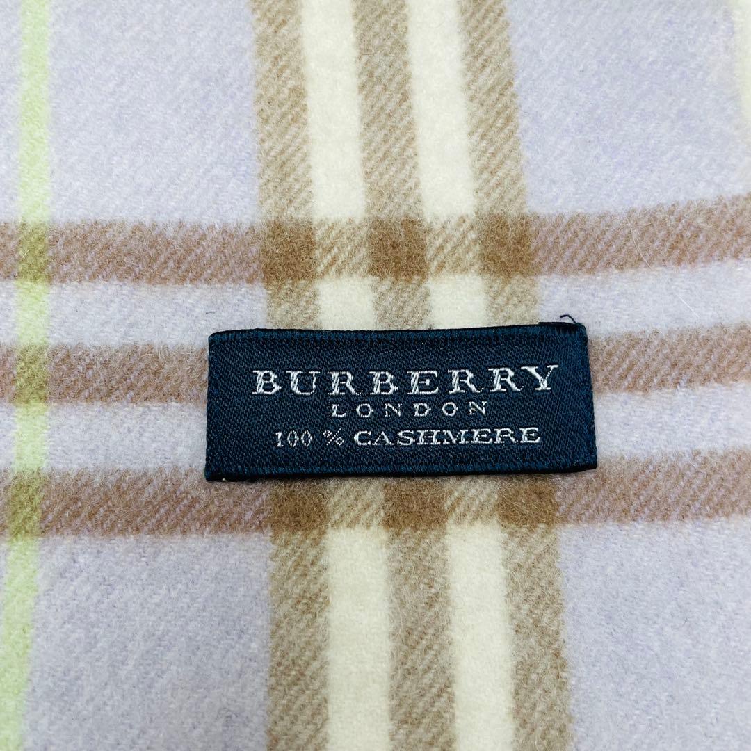 BURBERRY バーバリーロンドン カシミヤ マフラー チェック パープル