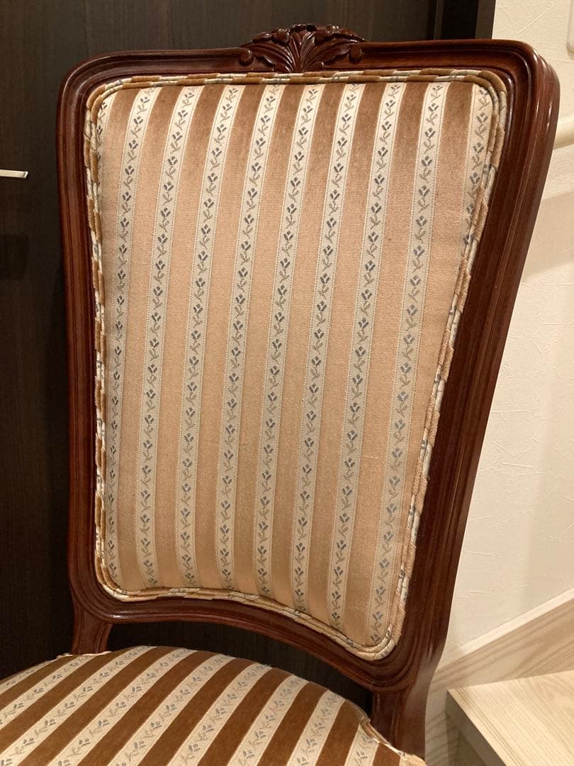 希少　クラシックストライプ柄木製椅子