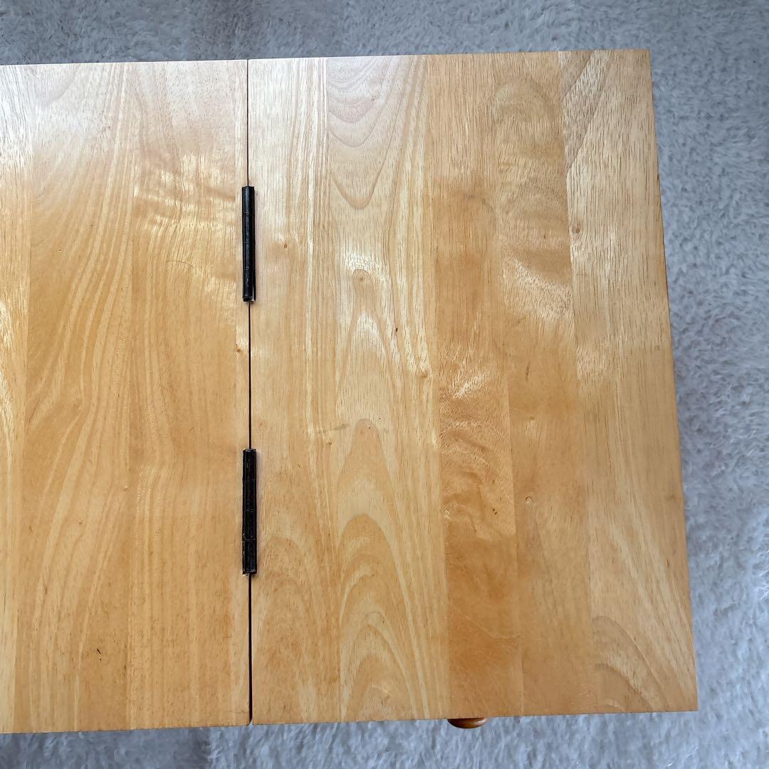 折り畳み】文机　机　座卓　作業台　花台　木製　ナチュラル 引き出し付き