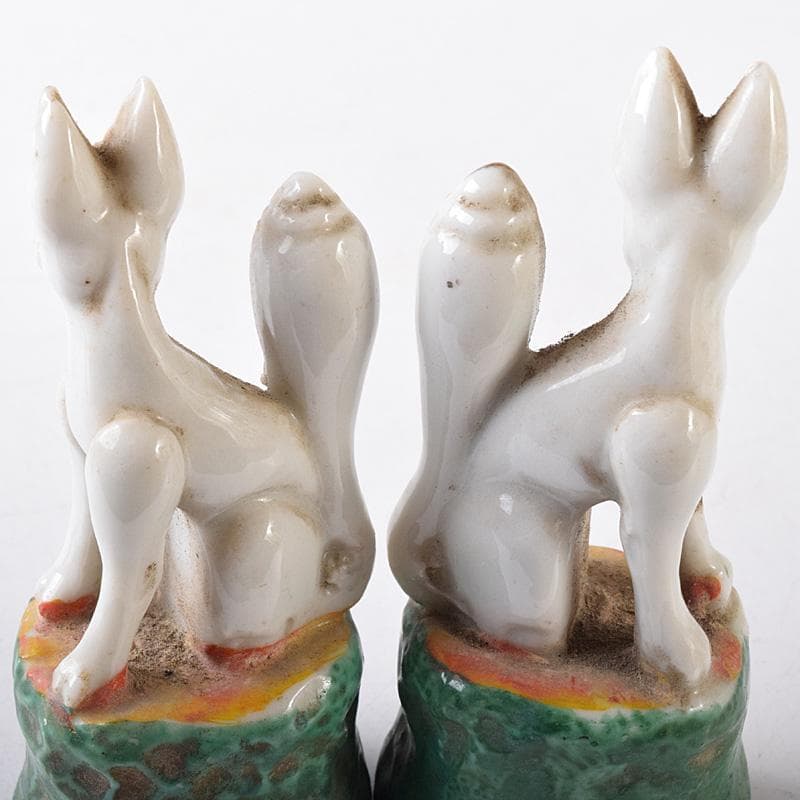 陶器製　色絵金彩　お稲荷さん　狐　3点まとめて　M　R8078