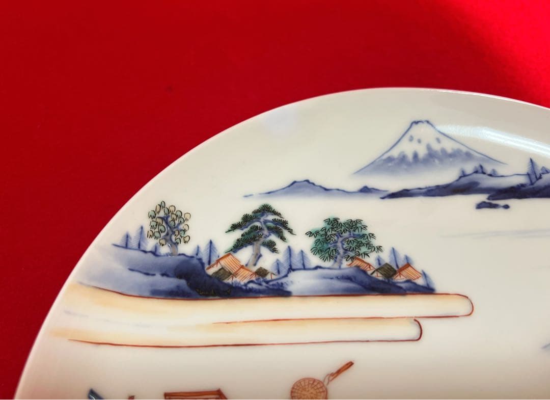 古美術 富嶽三十六景 武陽佃島　今右衛門作 飾り皿　木箱付き コレクション