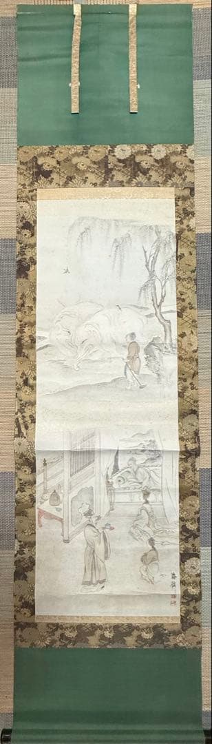 孝子ニ圖　紙本肉筆　小田海仙筆　掛軸　共箱　送料込み251031