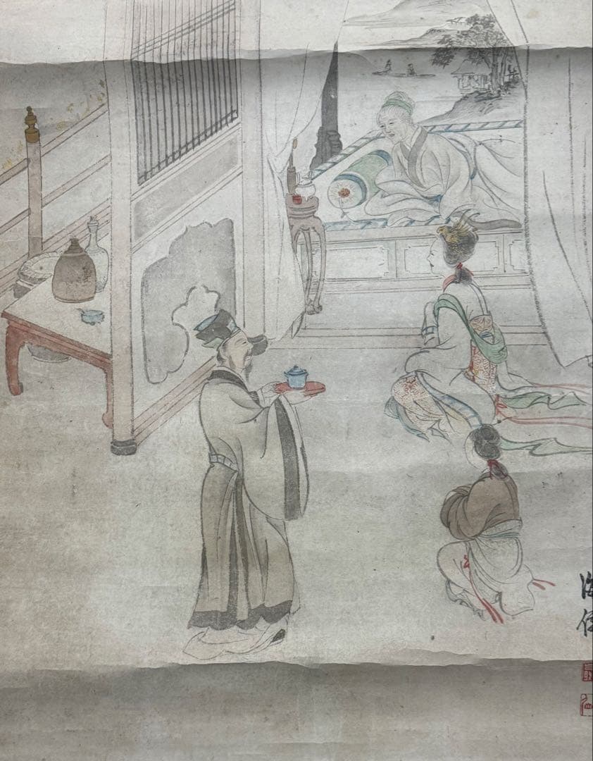 孝子ニ圖　紙本肉筆　小田海仙筆　掛軸　共箱　送料込み251031