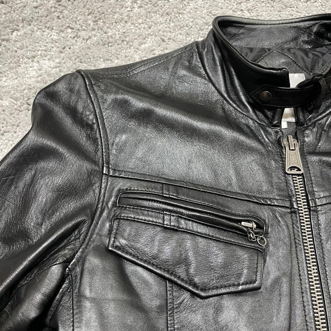 【BUFFALOBOBS】ブラックレザー シングルライダース　羊革　サイズ3