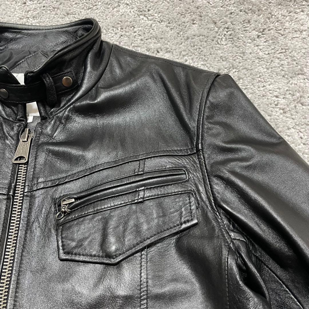 【BUFFALOBOBS】ブラックレザー シングルライダース　羊革　サイズ3