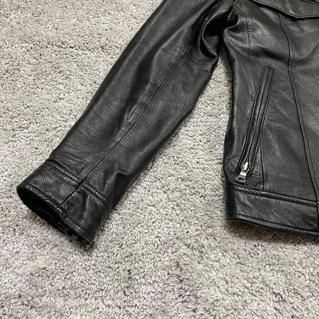 【BUFFALOBOBS】ブラックレザー シングルライダース　羊革　サイズ3