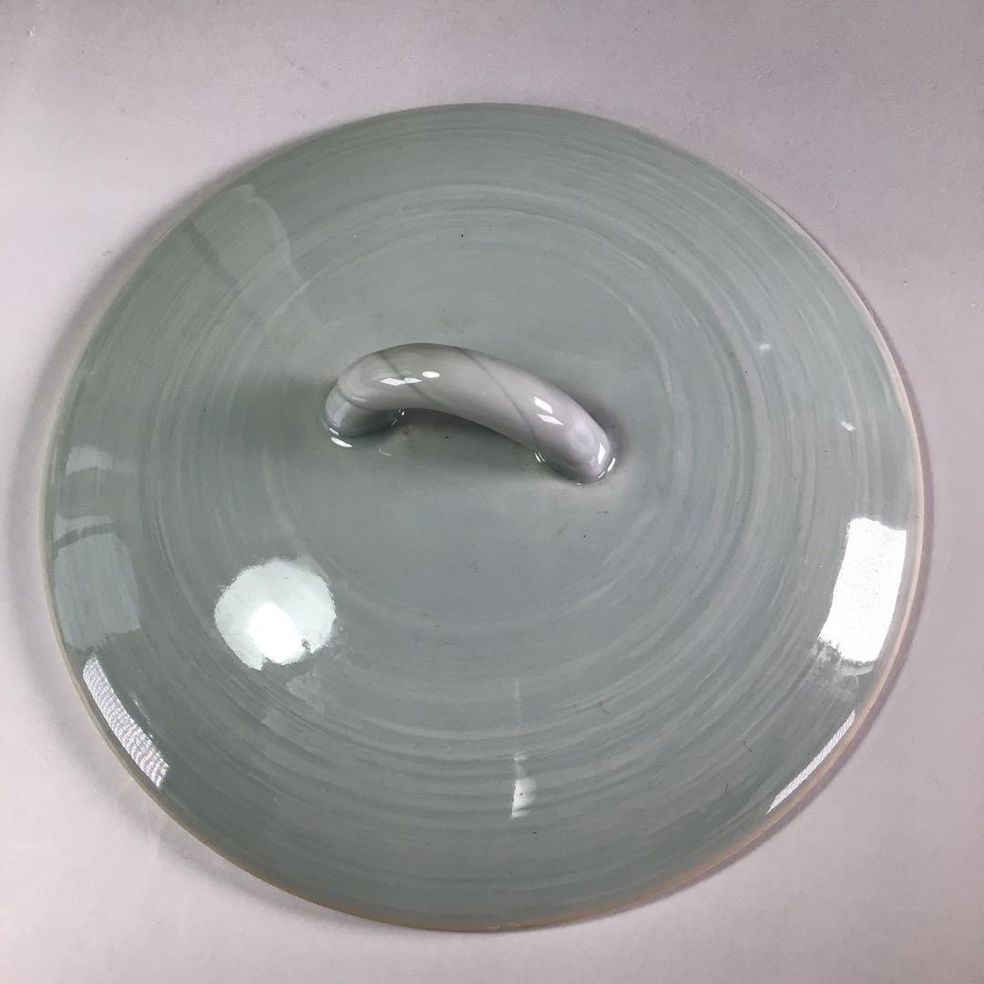 Ｒ６８３　水指　『石崎光四郎造』『青白磁』『末広水指』　共箱　茶道具