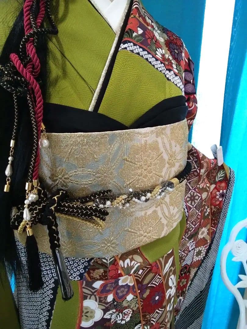 振袖フルセット、正絹、成人式、重ね衿、帯揚げ帯締め、西陣袋帯、襦袢