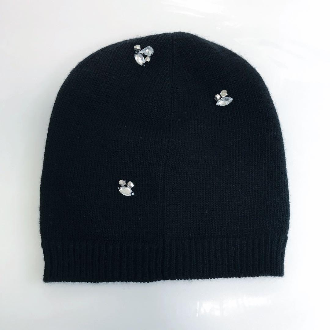 【未使用級】JIMMY CHOO ジミーチュウ ニット帽 ビーニー ニット 黒