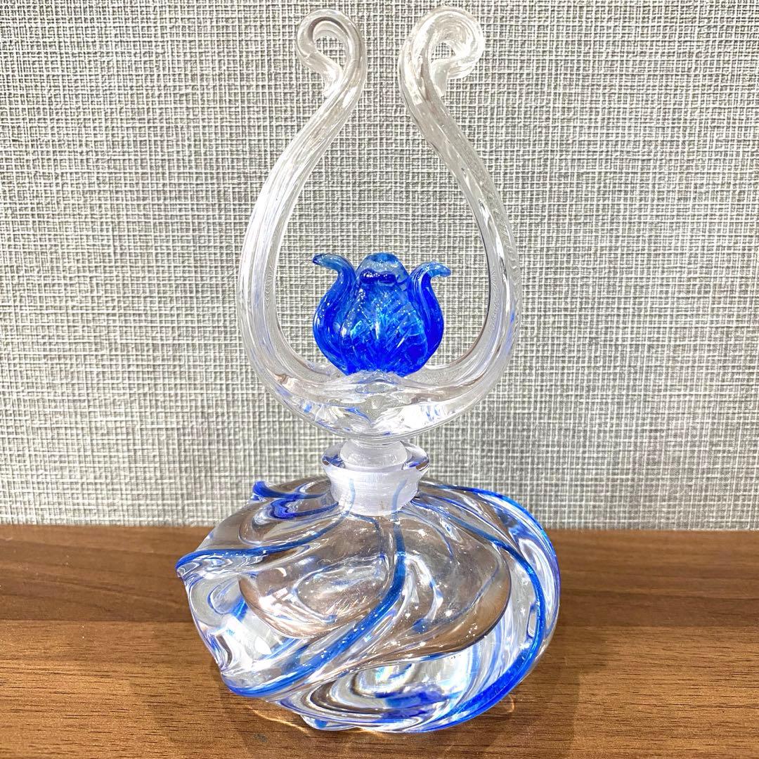 【香水瓶】ガラス香水ボトル　青　クリアガラス