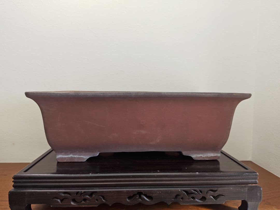 赤色長方形陶器鉢　希少サイズ　超大型 約61cmx39cm×20.5cm