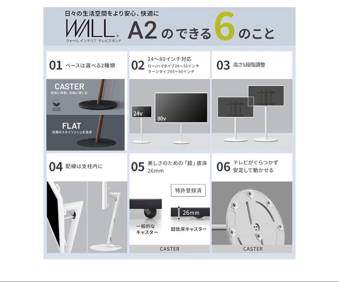 WALL A2 CASTER BASE テレビスタンド&デバイスホルダー4個