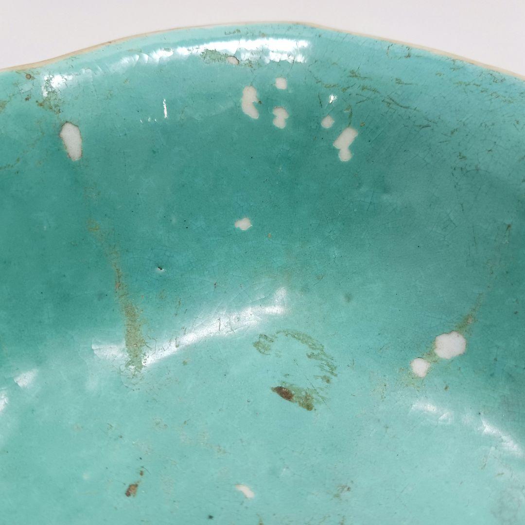 Y2375 中国 手彩 六角粉彩中鉢 在銘印有　く