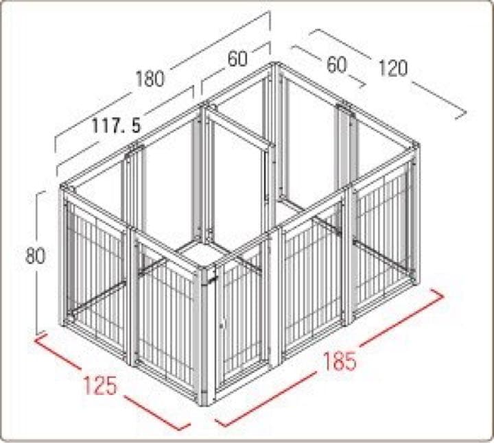 ベッドスペースやトイレスペースをきちんと分けて使える仕切り付きサークル