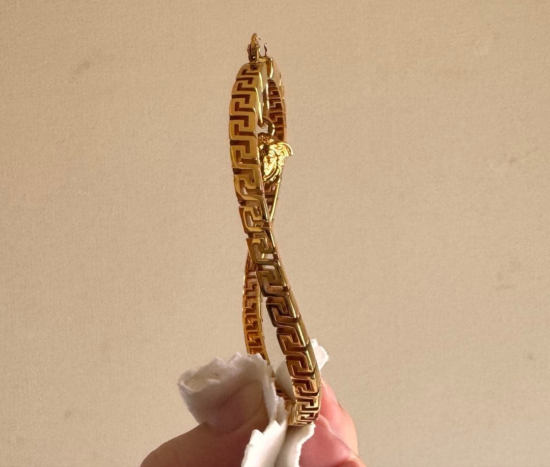 【美品】Versace ゴールド　フープピアス グレカ　メデューサ