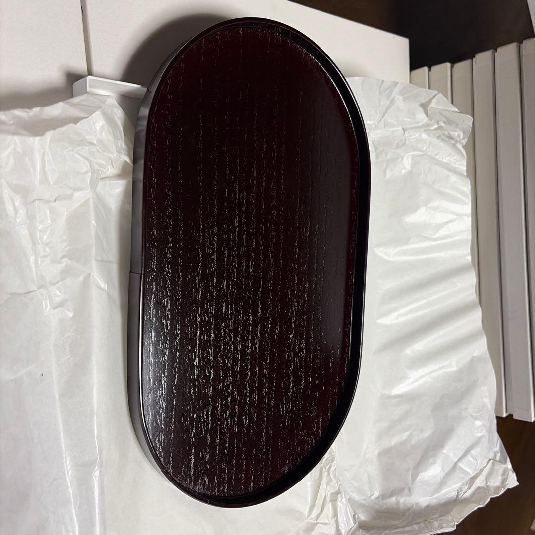 （まとめ買い希望）漆塗りダークブラウン楕円形盆