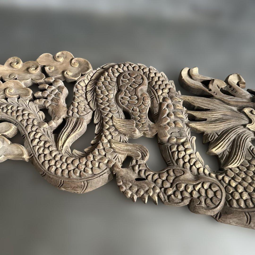 瞬間的お値下げ‼️ヴィンテージ　木製龍ドラゴン彫刻