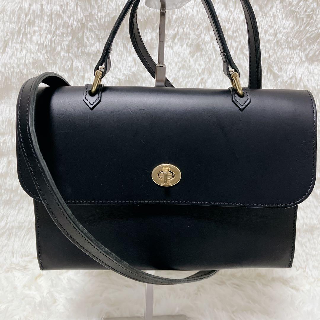 ミミベリー へべ 2way ショルダーバッグ レザー ブラック ターンロック