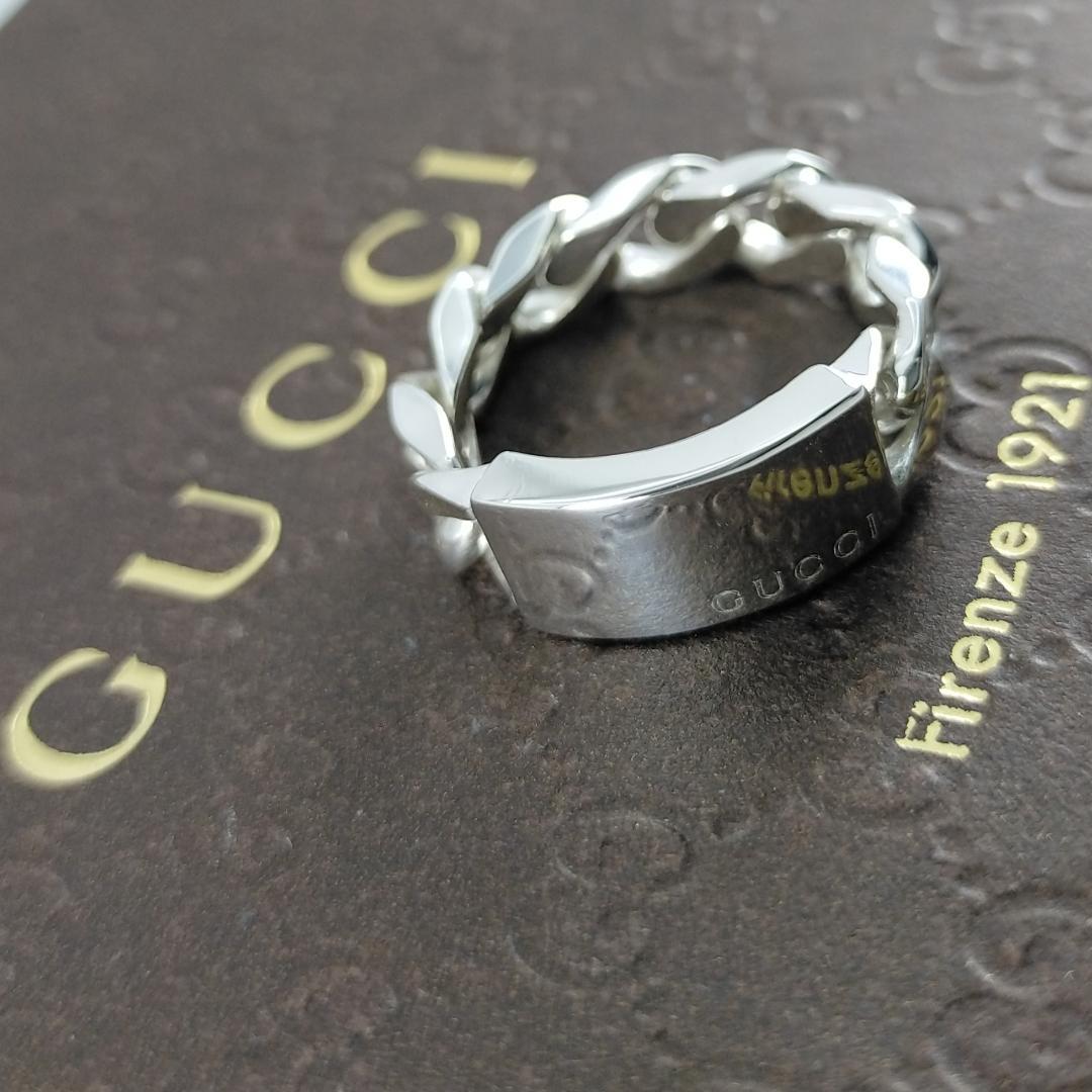 ◆SALE◆【GUCCI】プレート　喜平　チェーン　リング　１７号　1875