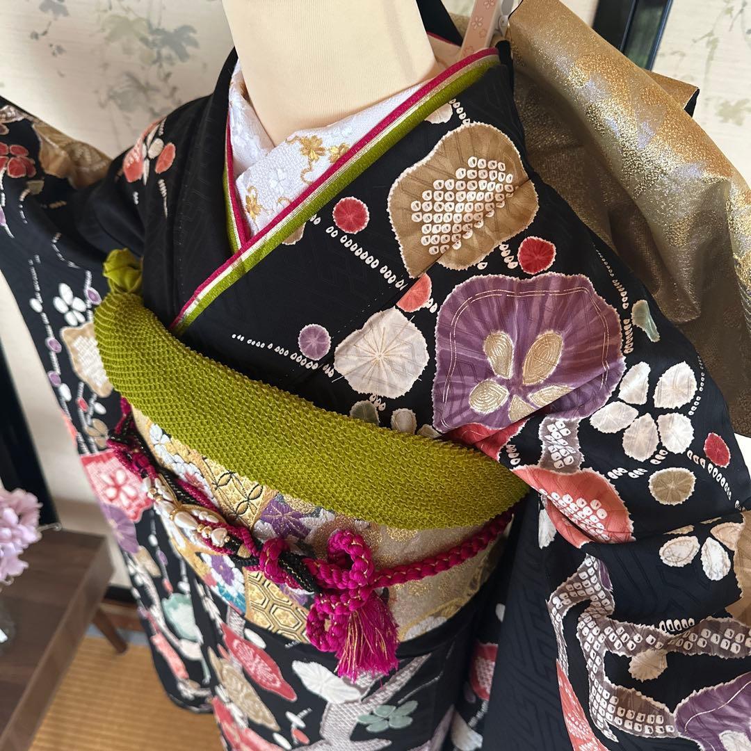 梅模様が可愛らしい♡振袖フルセット　成人式前撮り