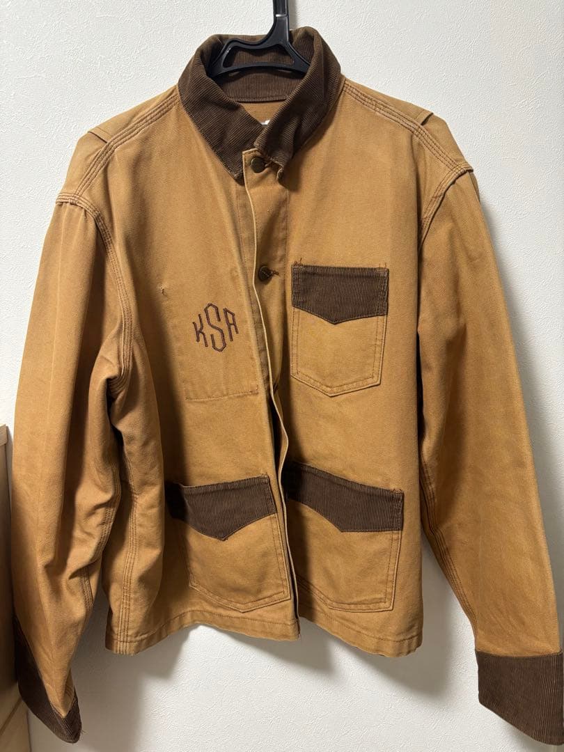 Carhartt 短丈ワークジャケット　コーデュロイ襟・袖　企業ロゴ