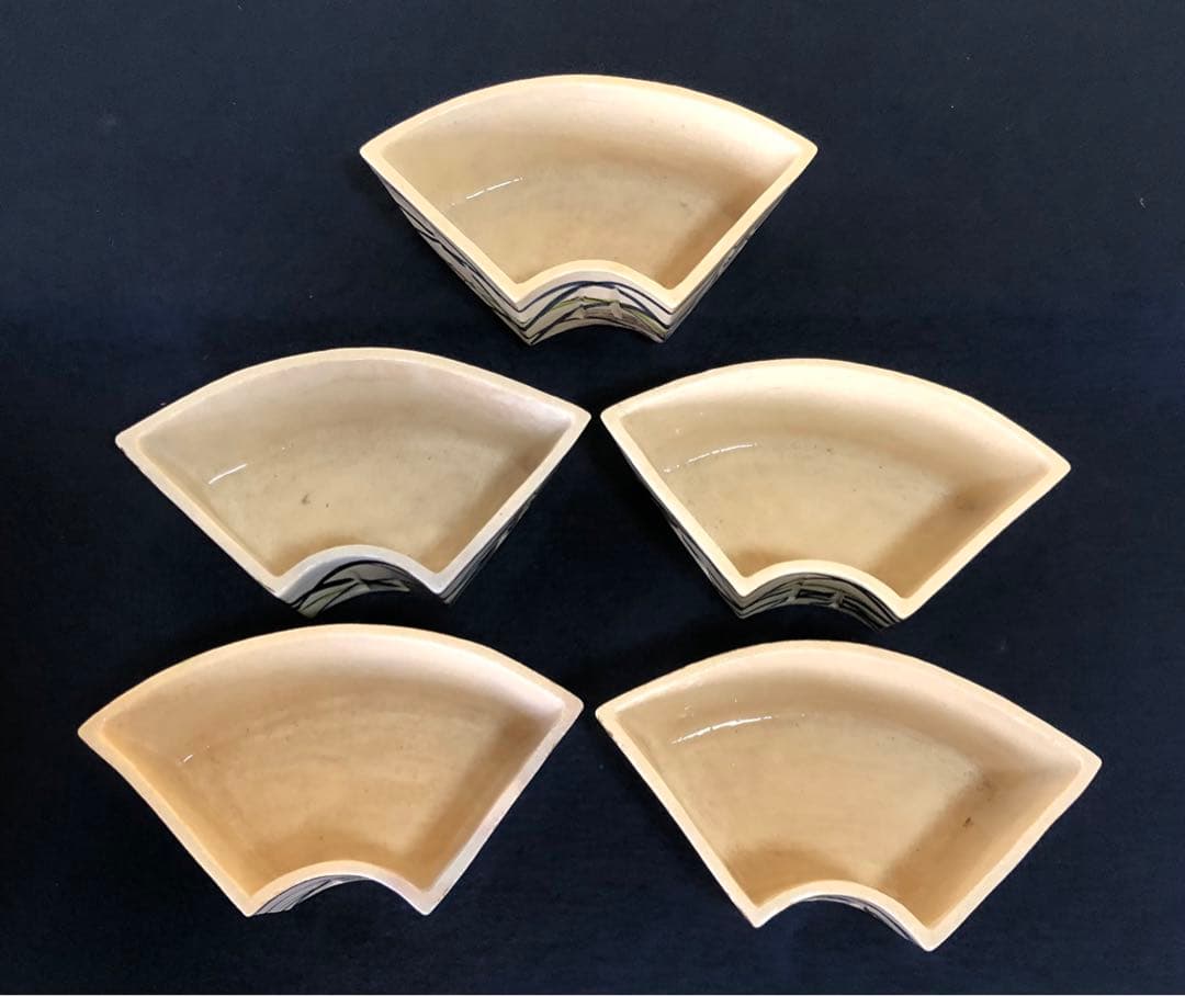 《R》懐石 扇面 向付5客 陶山造 小鉢 共箱　250725F1