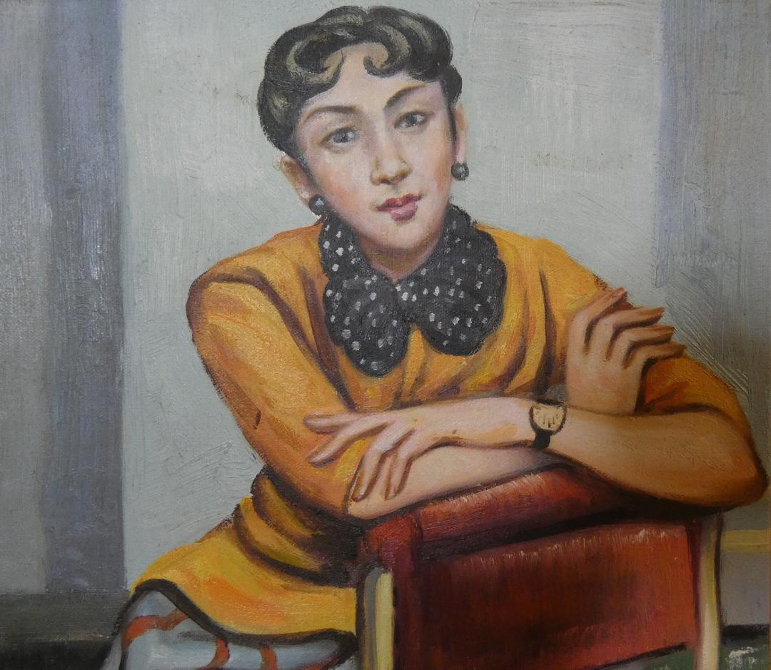 絵画　 油彩　小山敬三「婦人像」サイン　F6サイズ　額装済み 肉筆手描き