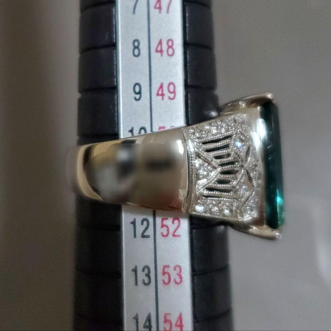 天然インディゴライトトルマリン3.82ct/D0.26プラチナリング鑑別書付