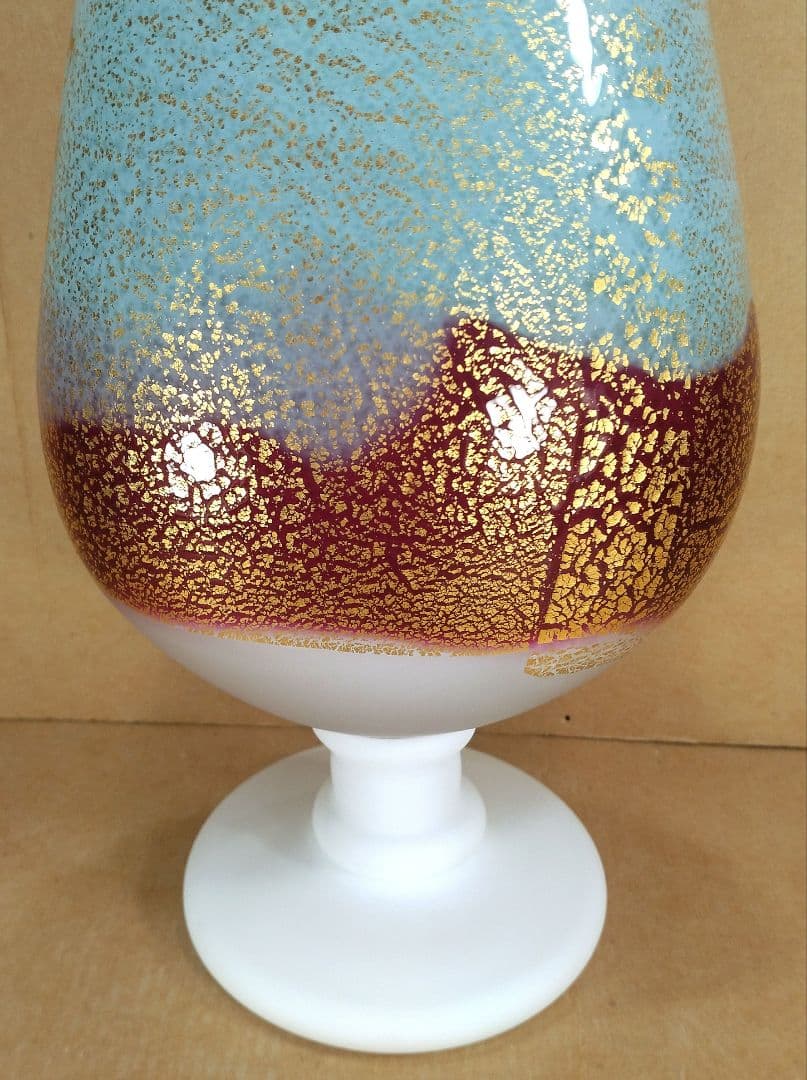 【本物保証】藤田喬平 手吹 ヴェニス三彩 共箱 毎日オークション出品現物 35㎝