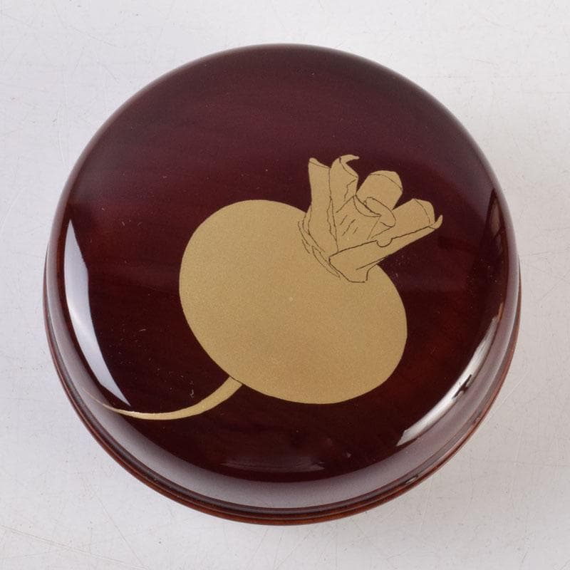 人間国宝　山下義人作　屋島神社古材　木地　呂塗　蕪蒔絵　香合　共箱　V　8927