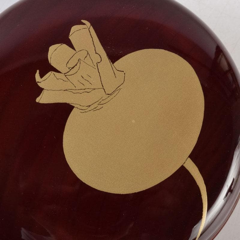 人間国宝　山下義人作　屋島神社古材　木地　呂塗　蕪蒔絵　香合　共箱　V　8927