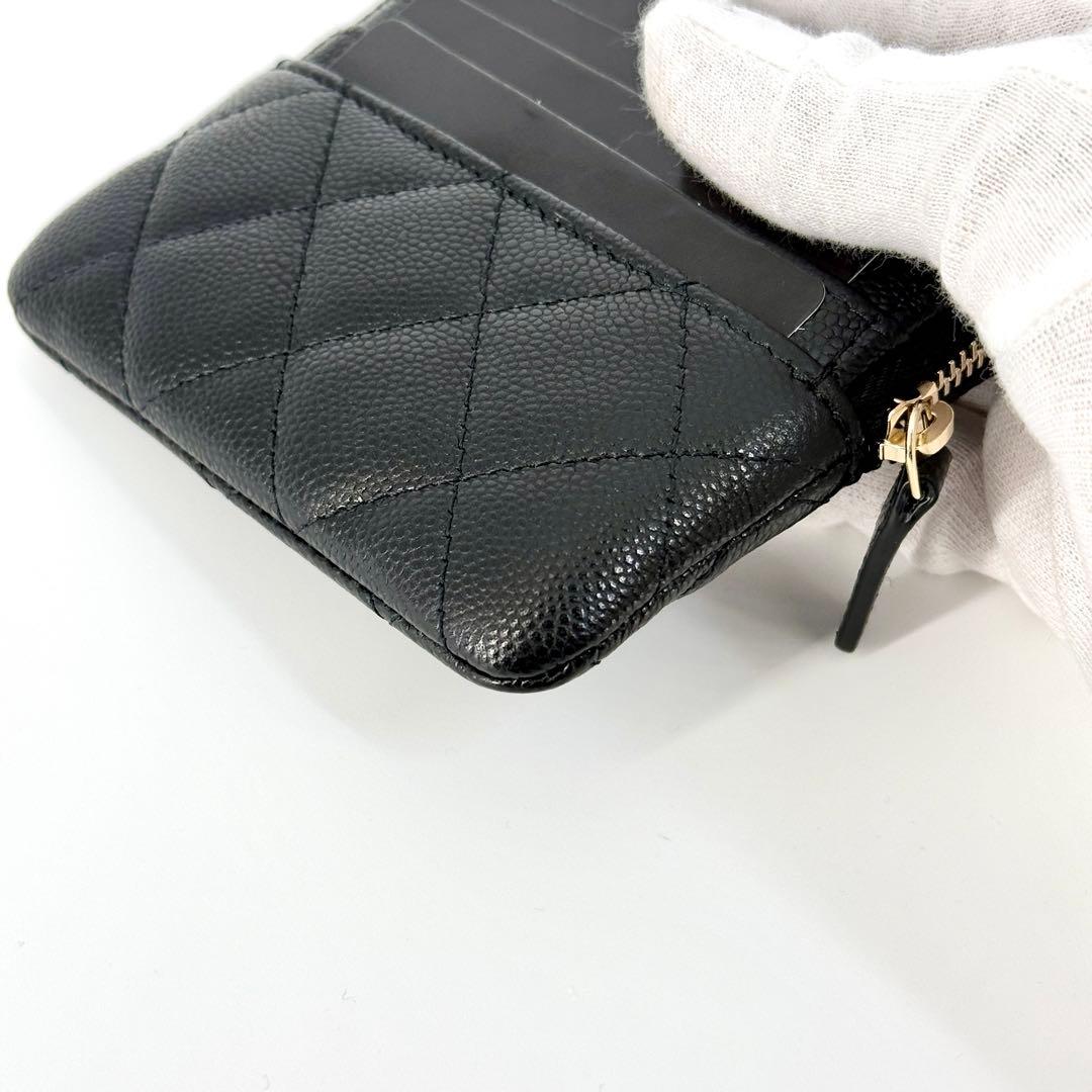 新品 CHANEL ジップ カード ケース キャビアスキン ブラック 黒